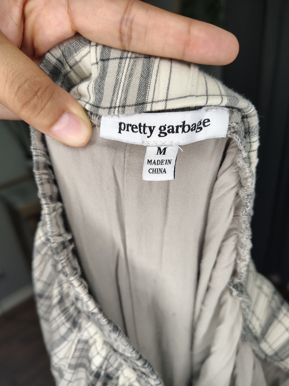 Tiered Plaid Maxi Skirt in White and Brown - Picture 4 of 5